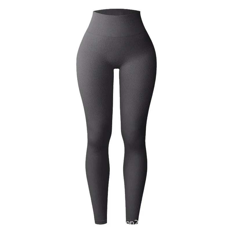 Leggings lavorati a maglia da donna collant Slim senza cuciture Gym Trainning Running vita alta Hip lifting pantaloni Fitness Yoga elastici alti