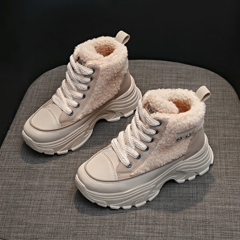 Women Snow Boots Winter Plush Warm Thick Soled 2025 New Boot Windproof Women Cotton Shoes Non-slip Platform Sneakers Botas Mujer
