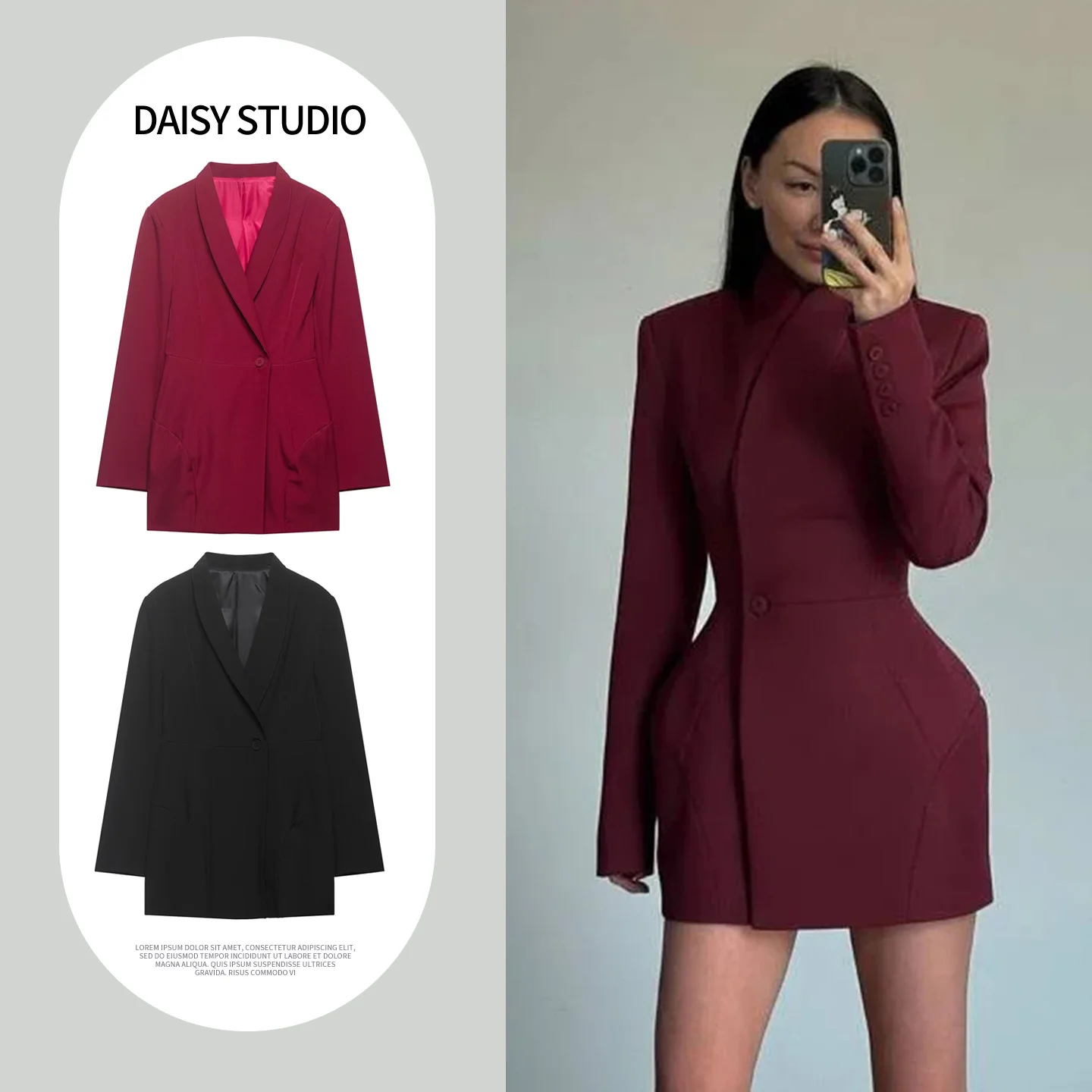 

Spring New Arrival Women's Casual Style Long Sleeve One Button Loose Suit Jacket Simple Versatile Notch Collar Outerwear