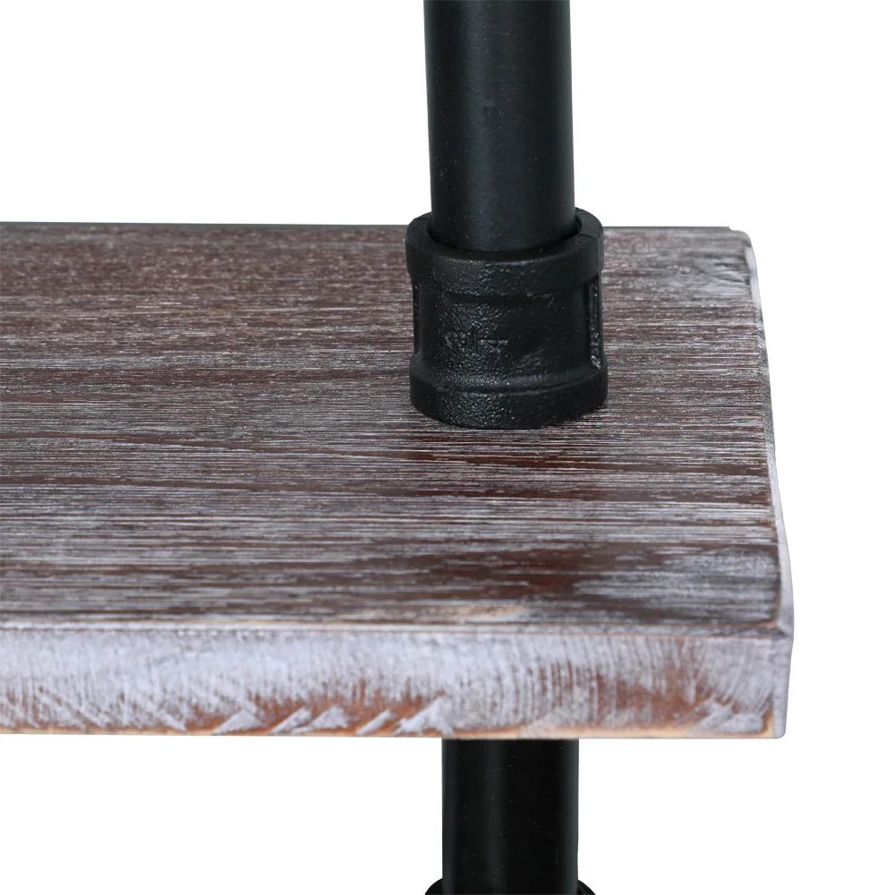 Towel Racks 1 Pipe Shelves 2-Layer Wood Shelf 20x8x29Inch Retro Color[US-Stock]