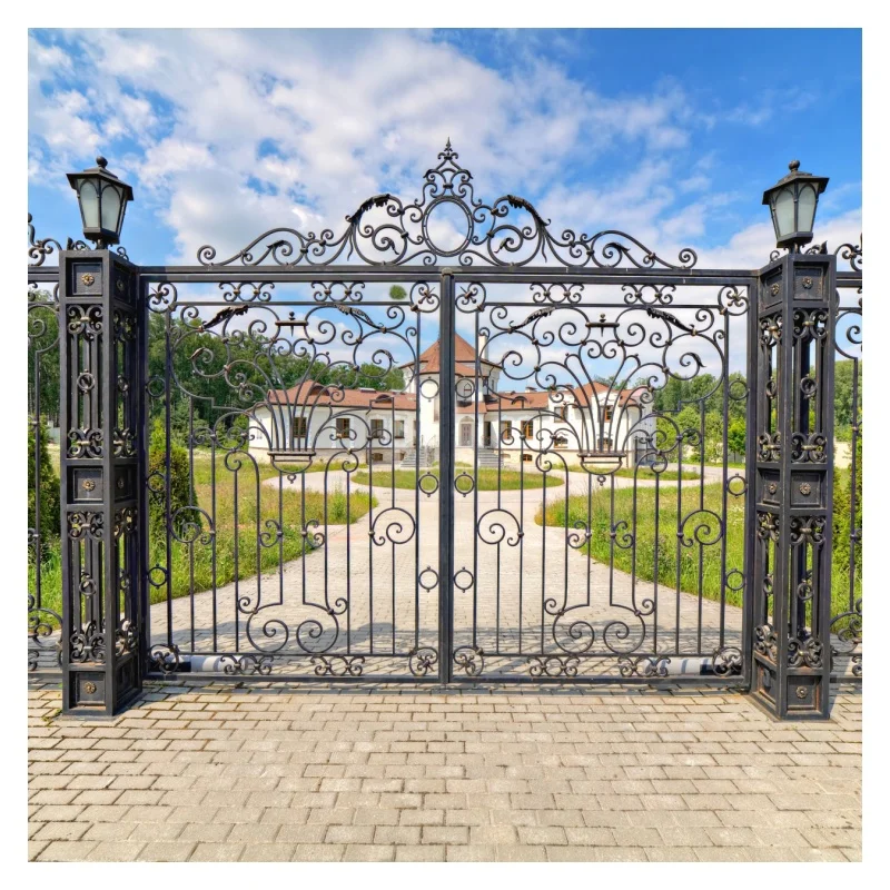 Luxury Fancy Hand Forged Wrought Iron Courtyard Main Gate Designs Fancy Double Main Door Driveway Gates Design For Home