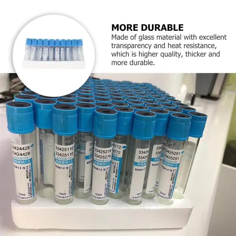 100pcs Clear 2ml Blood Coagulation Tube Disposable Negative Pressure Vacuum Venous Blood Collection Tube With Lids Lab Tubes