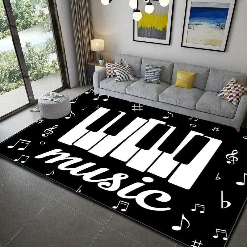 3D Piano Printed Music Non-Slip Area Rugs,Bedside Sofa,Kids Play Crawl,Floor Mat,Carpets for Home,Living Room,Bedroom Decoration