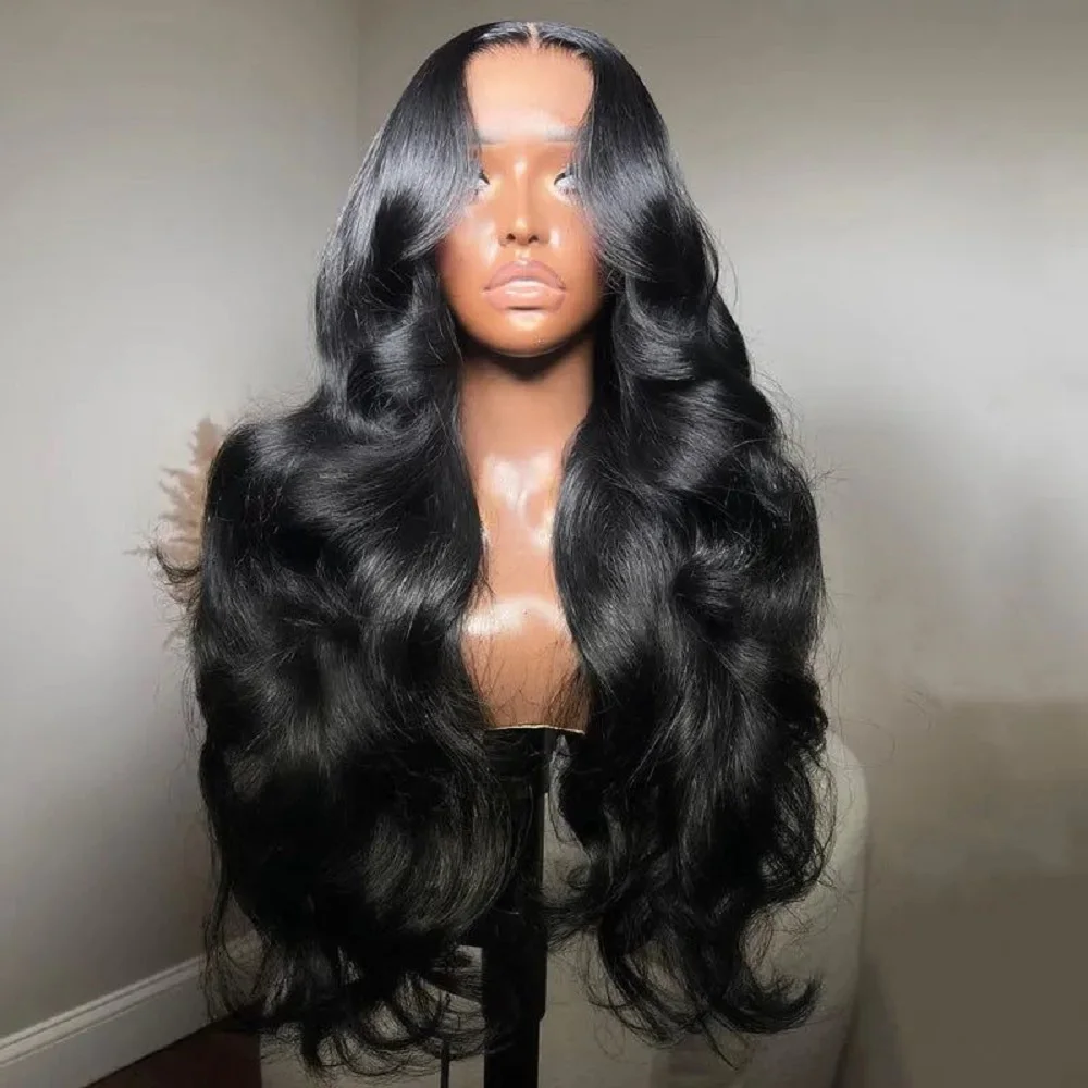 13x6 HD Transparent lace front human hair wig Pre plucked Straight for women 30 40 inch Black brazilian wigs for women on sale