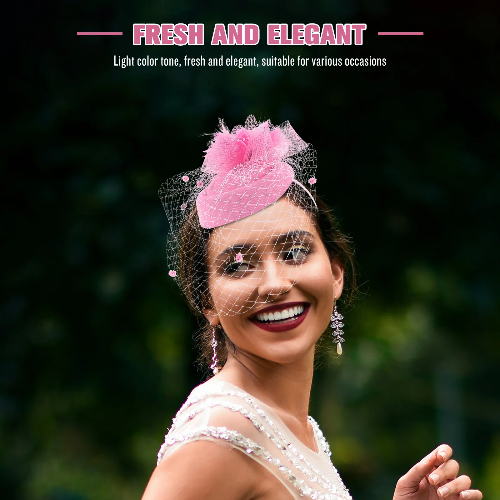 

Fascinator Headband for Bride Vintage Veil Hair Clip Lightweight Breathable Bridal Hair Accessories Women Party Headdress