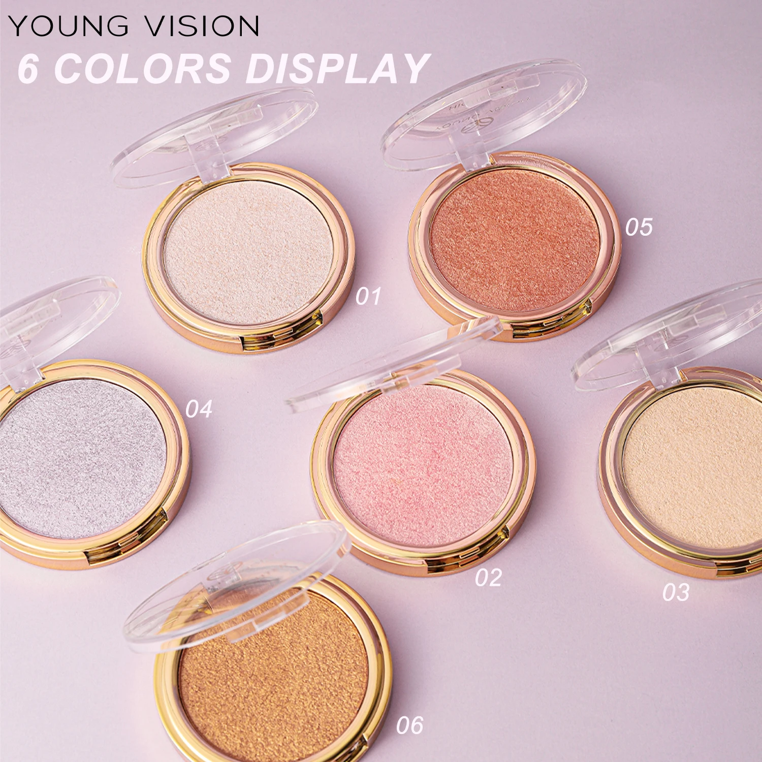 يونج فيجن 6 ألوان لؤلؤية لامعة هيغليغتر مسحوق تحديد الوجه فائق الإضاءة للنحت والتسليط الضوء #5