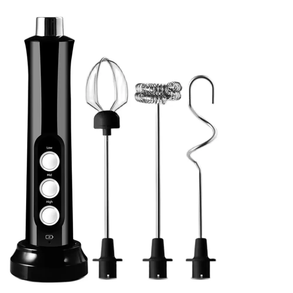 Electric Milk Foamer 3 In 1 Egg Beater Portable Handheld Frother USB Rechargeable Foam Coffee Mixer High Speeds Frothing Wand