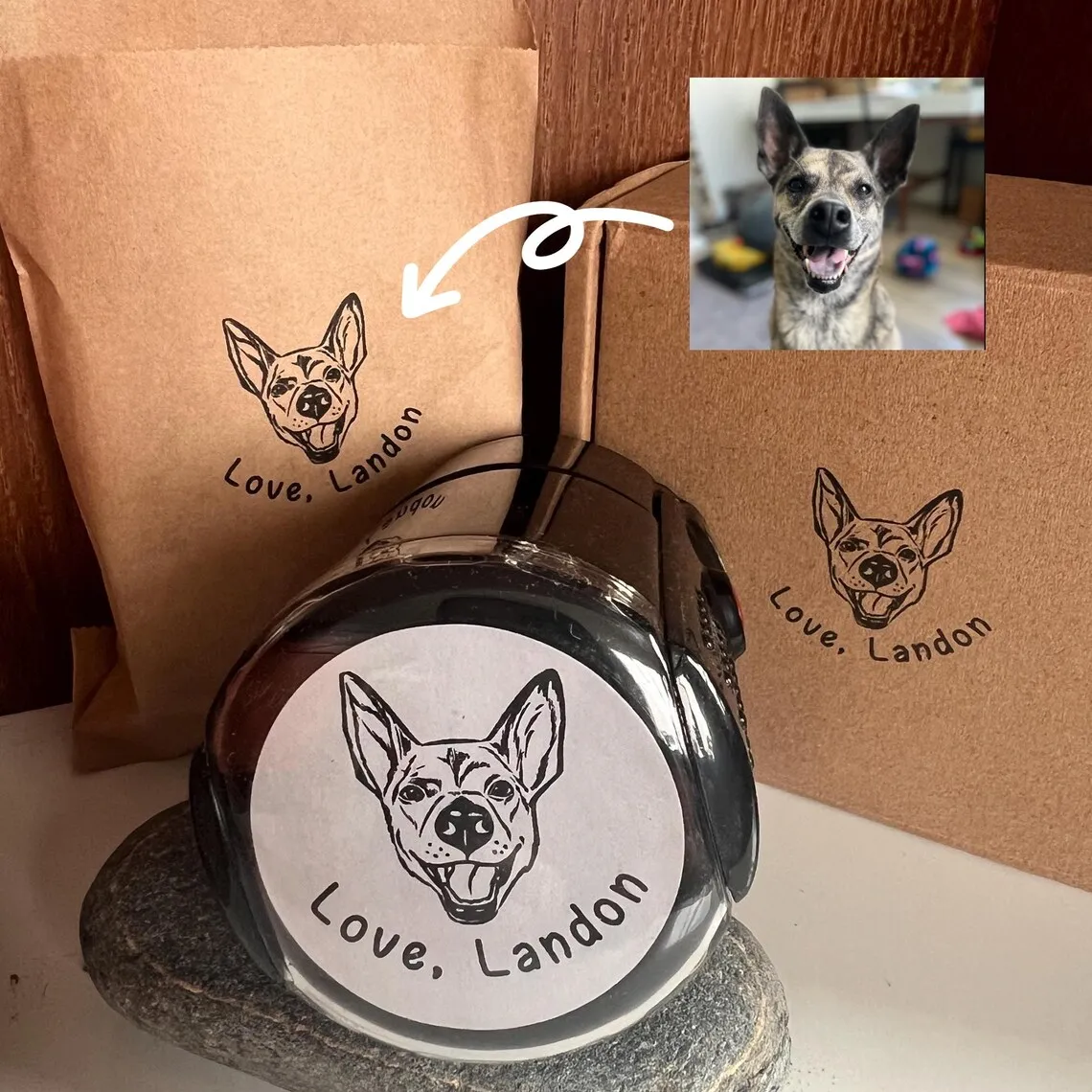 Custom Pet Portrait Stamp, 30mm Round Self-Inking Custom Text Stamp Return Address Stamp, Self Ink Stamp with Dog,Animal Stamp