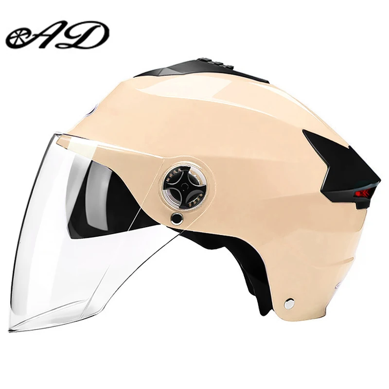 

AD 2022 Hot Selling Battery Car Helmet Men's And Women's Half Helmet Sun Protection Safety Tail Light Summer Helmet Light Helmet