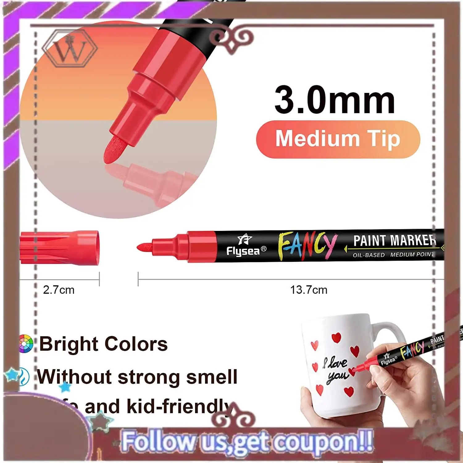 

ABBG-Paint Pens Paint Markers, 20 Colors Oil-Based Waterproof Paint Marker Pen Set, Never Fade Quick Dry And Permanent