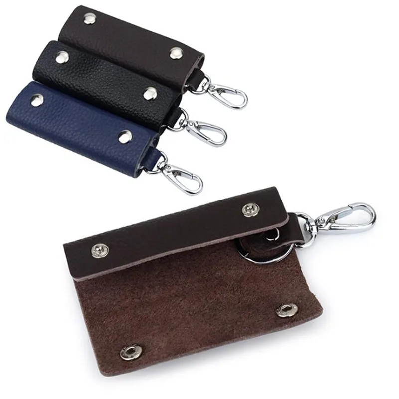 Men Housekeeper Genuine Leather Keychain Key Holder Fashion Portable Zipper Key Pouch Bag Multifunctional Organizer Pouch