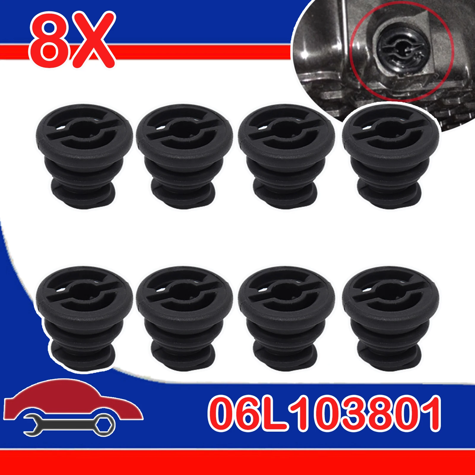 

8PC For Audi A1 8X 2012 - 2018 A3 8V A4 B8 A5 8T A6 4G VW Golf 7 Skoda Superb B8 3V Car Engine Oil Drain Plug Sump Pan 06L103801