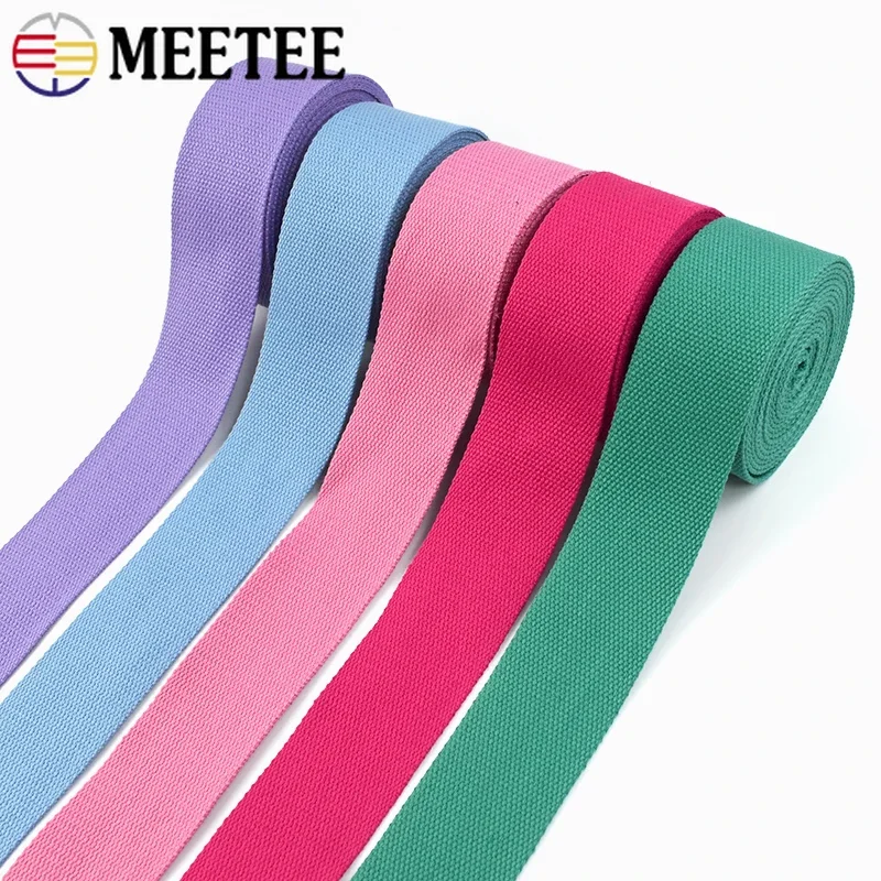 Meetee 5M 50mm 2mm Thick Webbing Cotton Canvas Webbings Ribbon for Backpack Shoulder Strap Belt Tape DIY Garment Sew Woven Band