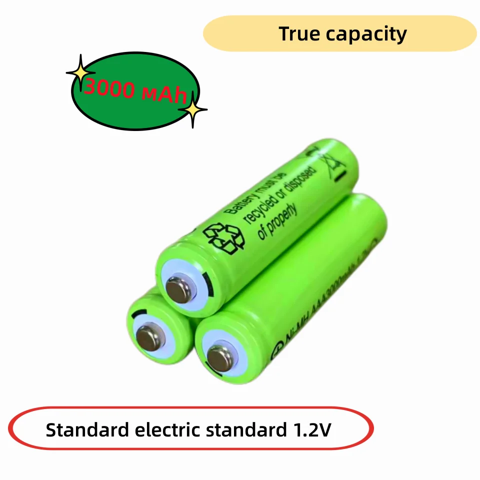 Batería recargable para cepillo de dientes eléctrico, linterna, ratón, reloj, teclado, reloj, batería 3A, NI-MH, 1,2 mAh, AAA, 3000 V