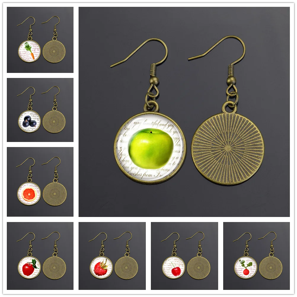 Vegetable and Fruit Round Earrings Summer Shopping Jewelry sisters Earrings Pendant Friends Party Gift