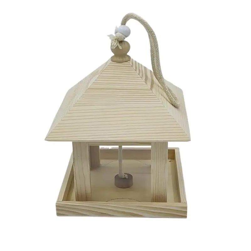 

Outdoor Bird Feeder Large Capacity Wooden Bird Feeder Weatherproof Garden Decor Creative Balcony Decoration For Yard