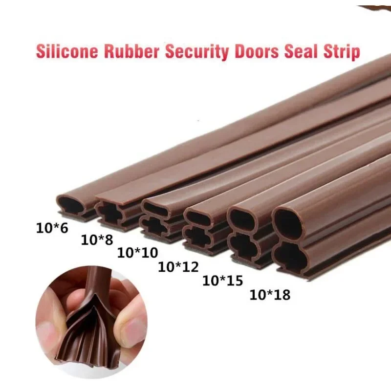 White Brown Dual Cavity Silicone Weather Stripping 6M Self-Adhesive Double Bulb Seal Strip for Door Window Soundproof Dustproof