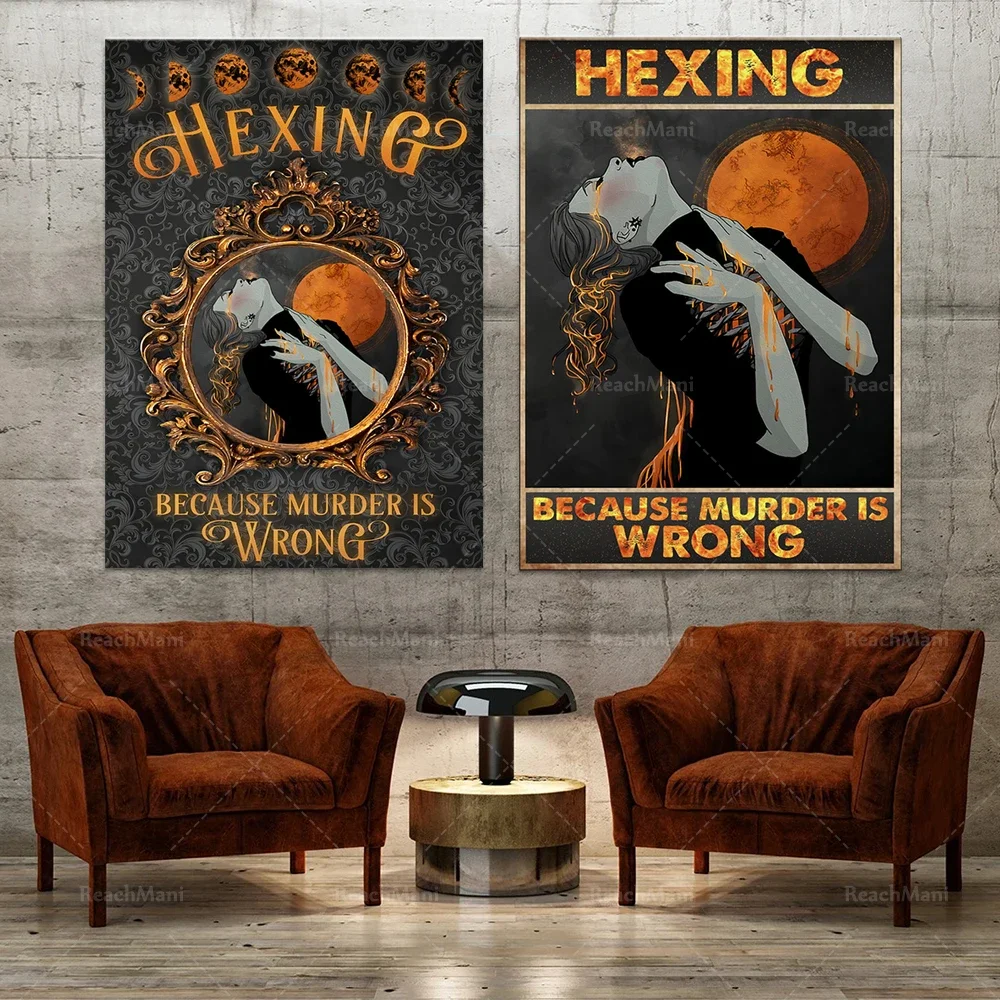 Hinging because murder is wrong poster, witch poster, witch art deco witch gift