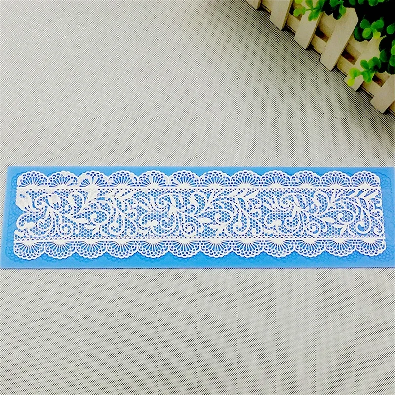 Aomily 40*10cm Thickened Lace Flower Wedding Cake Silicone Flower Lace Fondant Mold Mousse Sugar craft Icing Mat Pad Pastry Tool