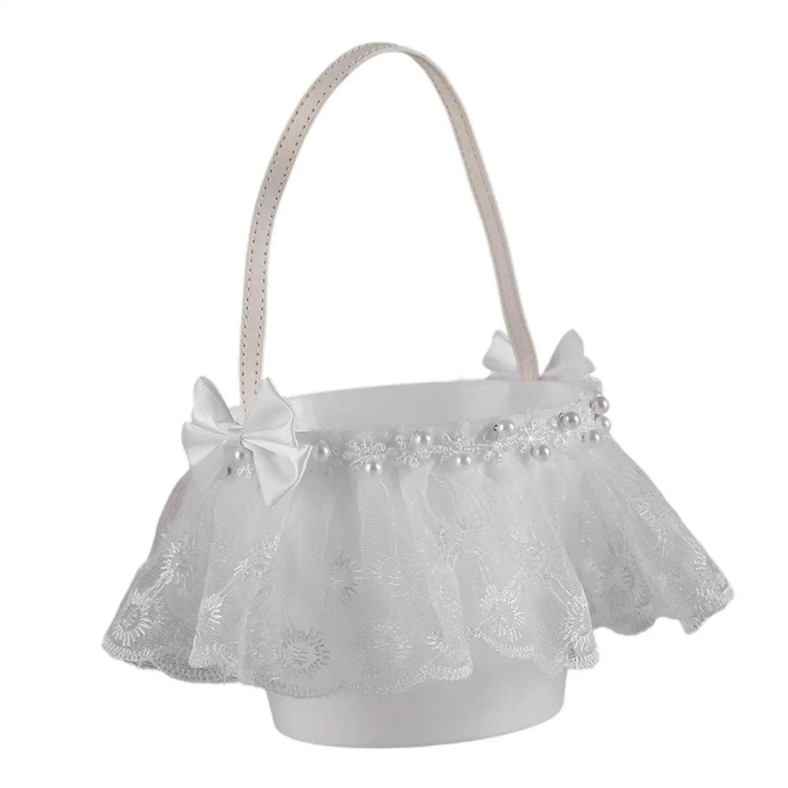 

Корзина для цветов для девочек-цветочниц, портативная, красивая, кружевная, для подружек невесты, для Пасхи, свадеб, праздников, вечеринок, особых случаев