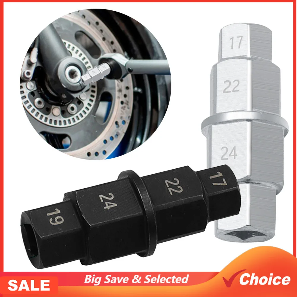 

Universal Motorcycles Hex Axle Wheel Removal Spindle Tool 17 19 22 24mm 3/8 Inch Multifunction 4-In-1 Sleeve Repair Spanner