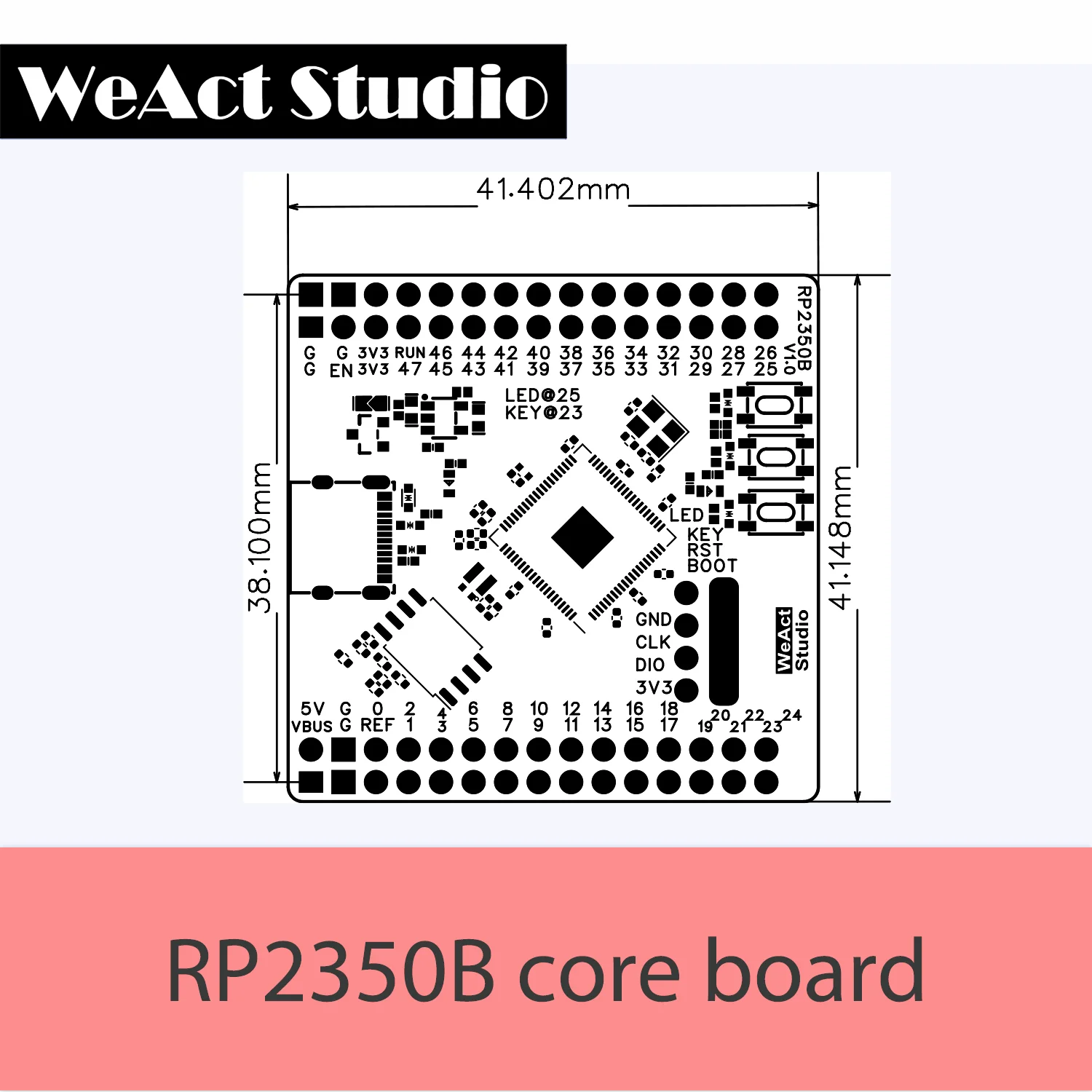 WeAct RP2350B Raspberry Pi RP2350B RISC-V Hazard3 520KByte SRAM 16MByte QSPI Flash 48GPIO Todo en salida