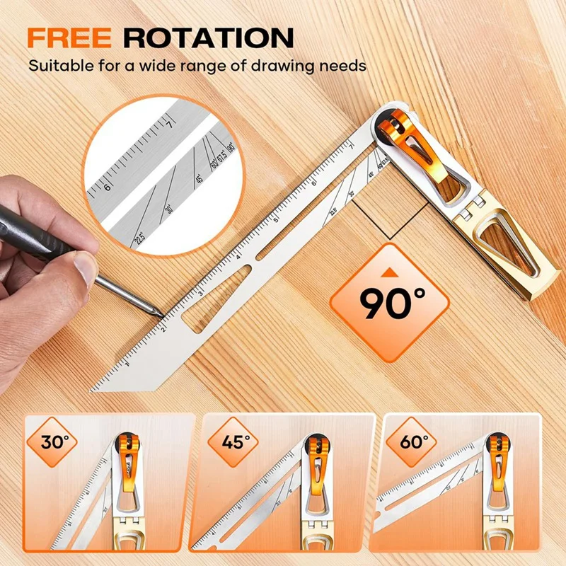 Stainless Steel Dovetail Clamps, Precise 1:6 And 1:8 Slopes For Woodworking -T-Bevel Sliding Angle Ruler Protractor