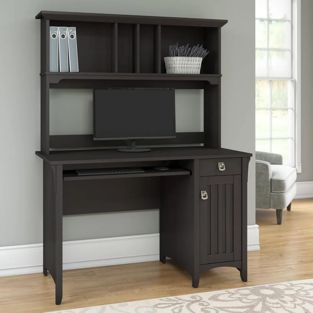 

Bush Furniture Salinas Computer Hutch | Study Table with Drawers, Cabinets & Pullout Keyboard/Laptop Tray | Modern Home Office W