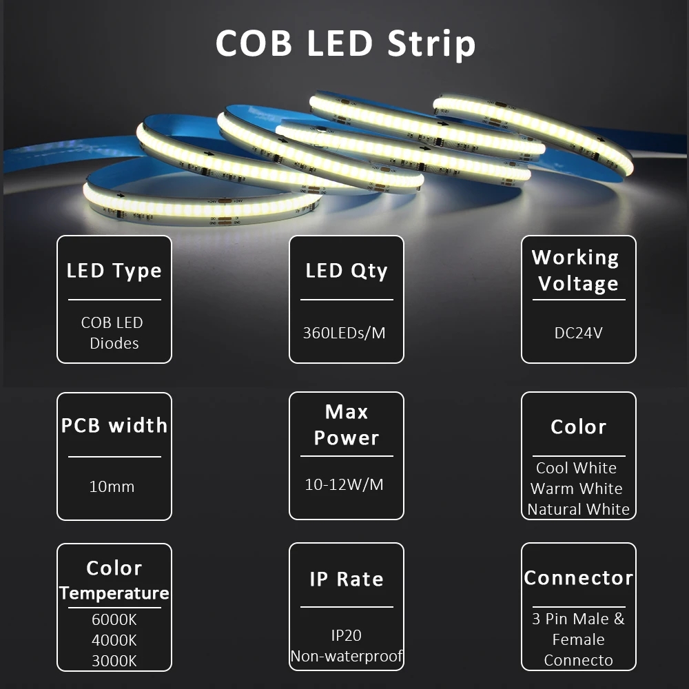 WS2811 COB IC LED Strip Light 24V DC Water Running Flow Chasing Effect Tape Lamp 360 Diodes 5M 10M Warm Cool White Linear Ribbon