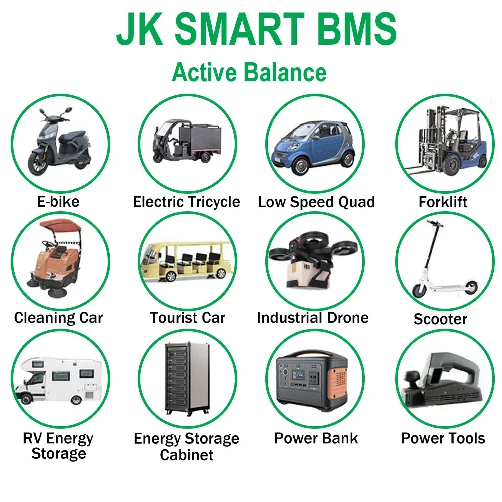 JK Smart BMS JK-B1A24S15P 1A Active Balance 8S-24S Current Continuous Discharge 150A 24V for Lifepo4 Li-ion Home Energy Storage