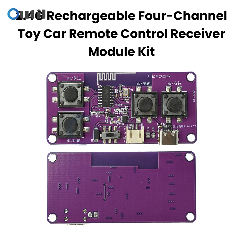

2.4G Four-Channel Rechargeable Remote Control Receiver Kit for DIY Toy Cars Robots and Boats with Long Range of 120-200 Meters