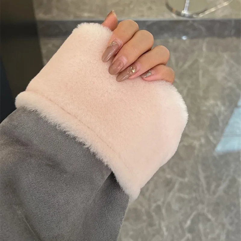 Abrigo largo por encima de la rodilla de piel de imitación para mujer, lana de cordero gruesa, prendas de vestir cálidas, cuello alto suelto, Parkas casuales, invierno, nuevo