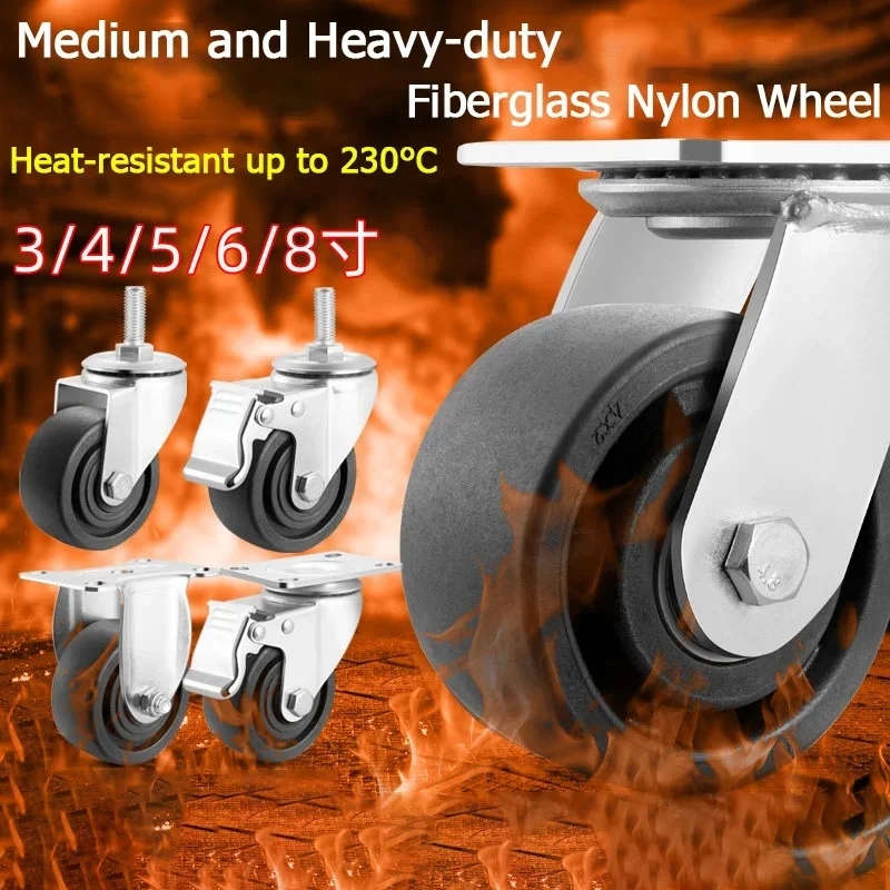1pcs-heavy-duty-heat-resistant-fiberglass-nylon-swivel-casters-3-4-5-6-inches-load-bearing-hand-truck-casters-kitchen-oven