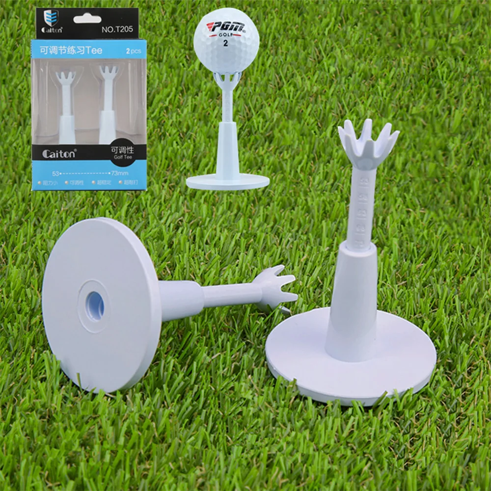 

2pcs Golf Ball Tee Set, White Plastic Durable Soft Rubber Bendable Golf Tees Holder, Adjustable Height Practice Tees