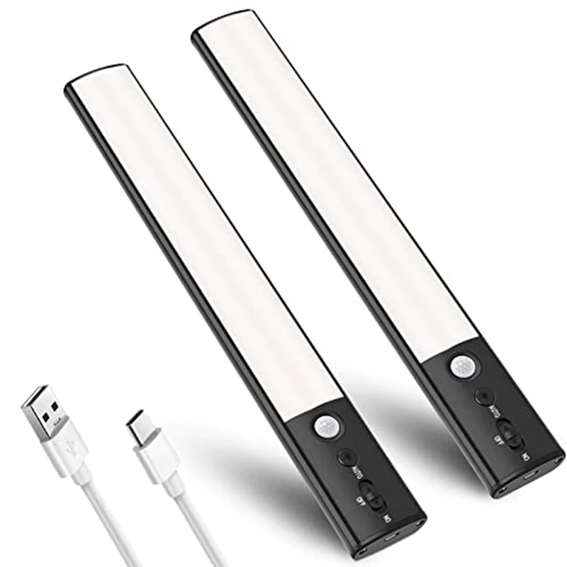 

BEAU-Under Cabinet Lights Wireless Lighting 2 Packs 100 LED Closet Lights Motion Sensor Light Indoor USB Rechargeable