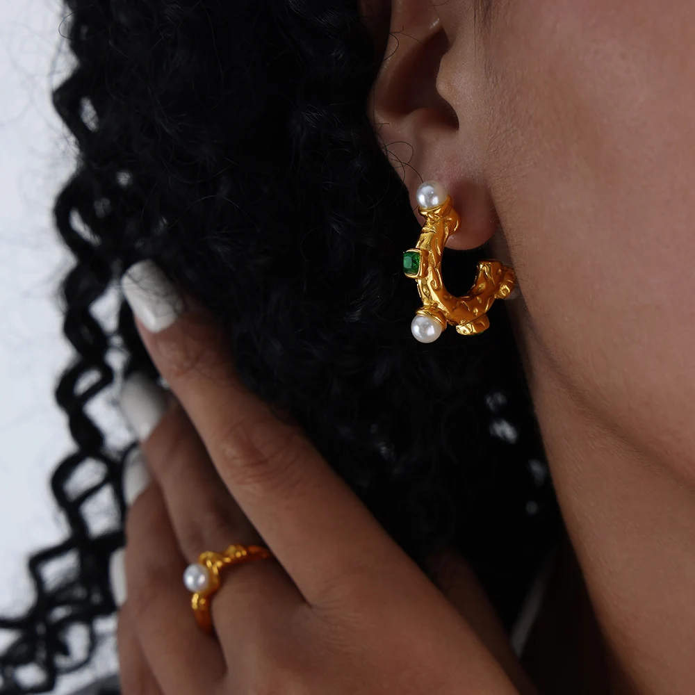 Летние новые серьги, элитные темпераментные женские универсальные серьги, инкрустированные стеклянными камнями, серьги с имитацией жемчуга