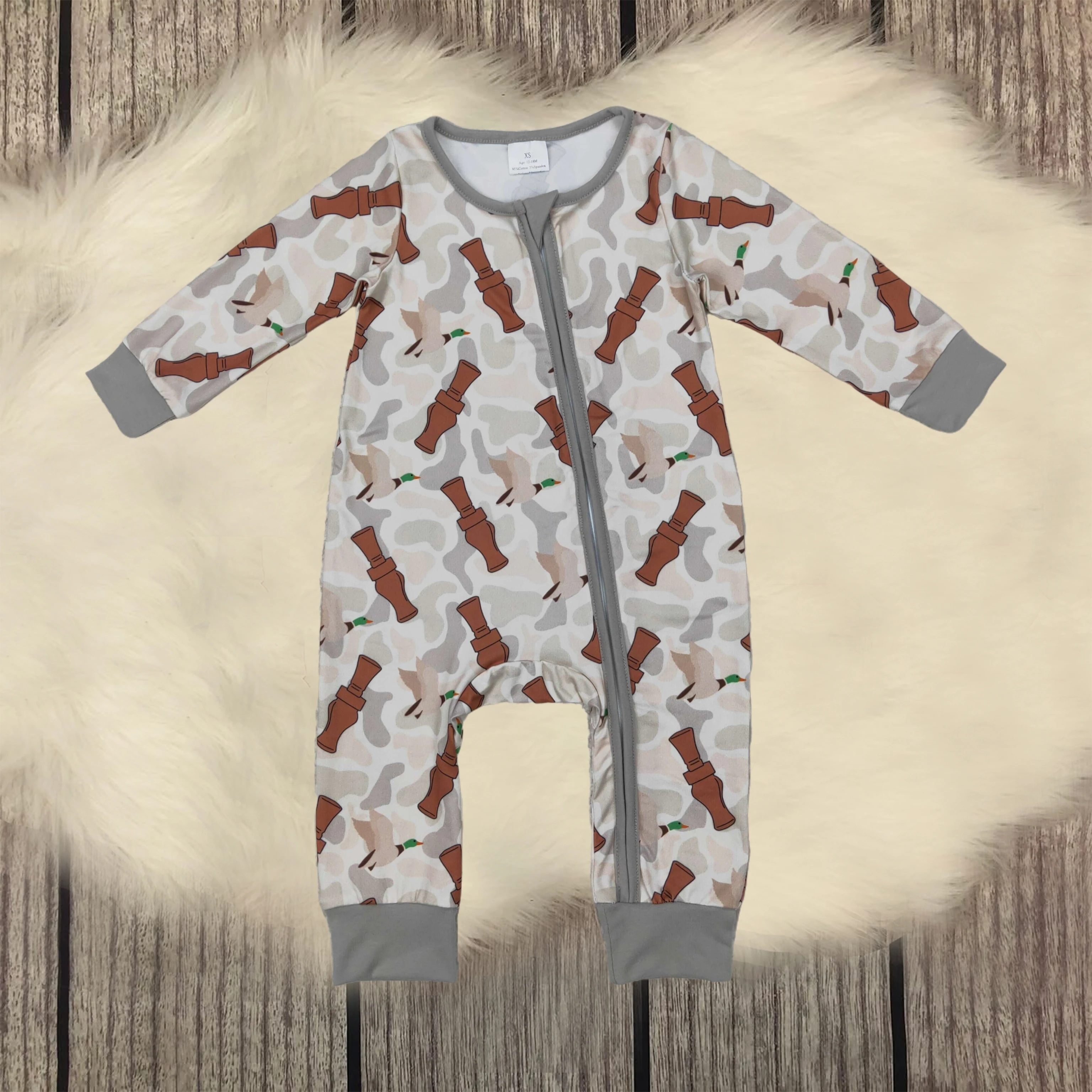 

Wholesale Baby Infant Boys Camo Duck Call Zipper Ruffles Romper Kids Toddler One-piece Newborn Coverall Bodysuit Jumpsuit