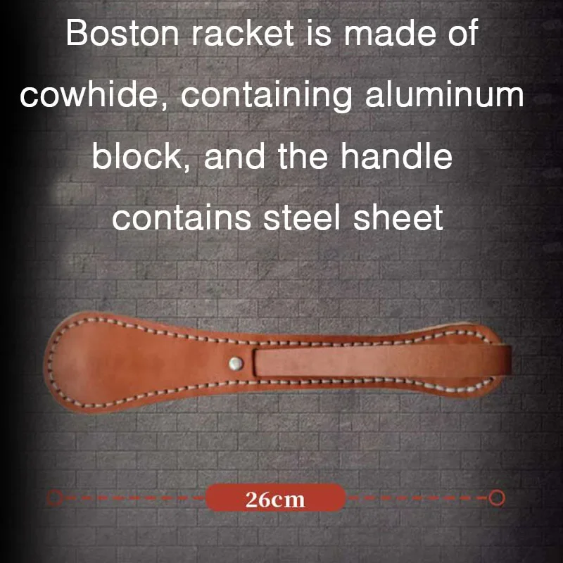 Classic Boston Leather Racket Multi-function Self-defense Cowhide Contains Lead Block Portable Tactical Tool