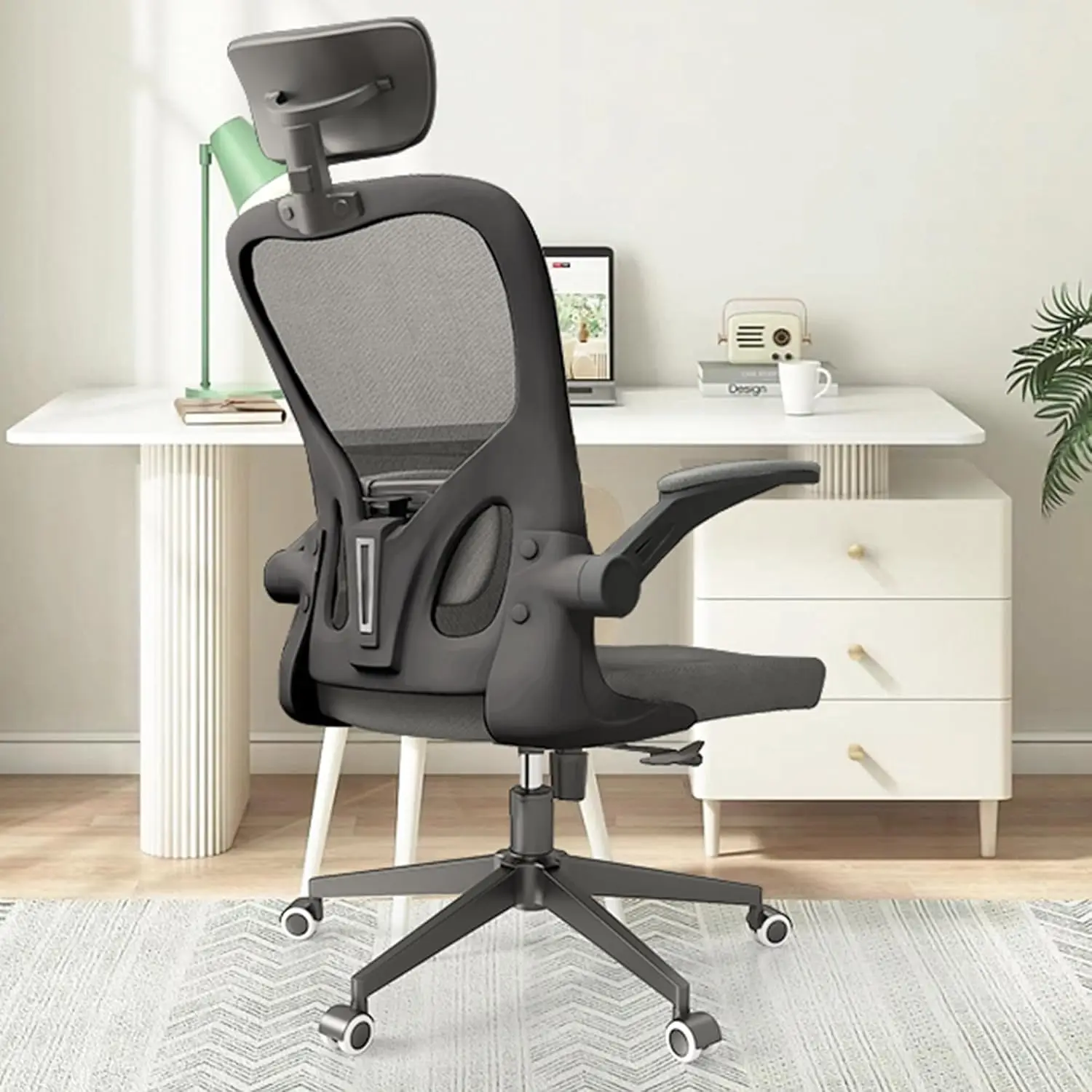 Monhey Black Office Chair, Ergonomic Office Chair, Home Office Desk Chair For Big And Tall People, Computer Chair With