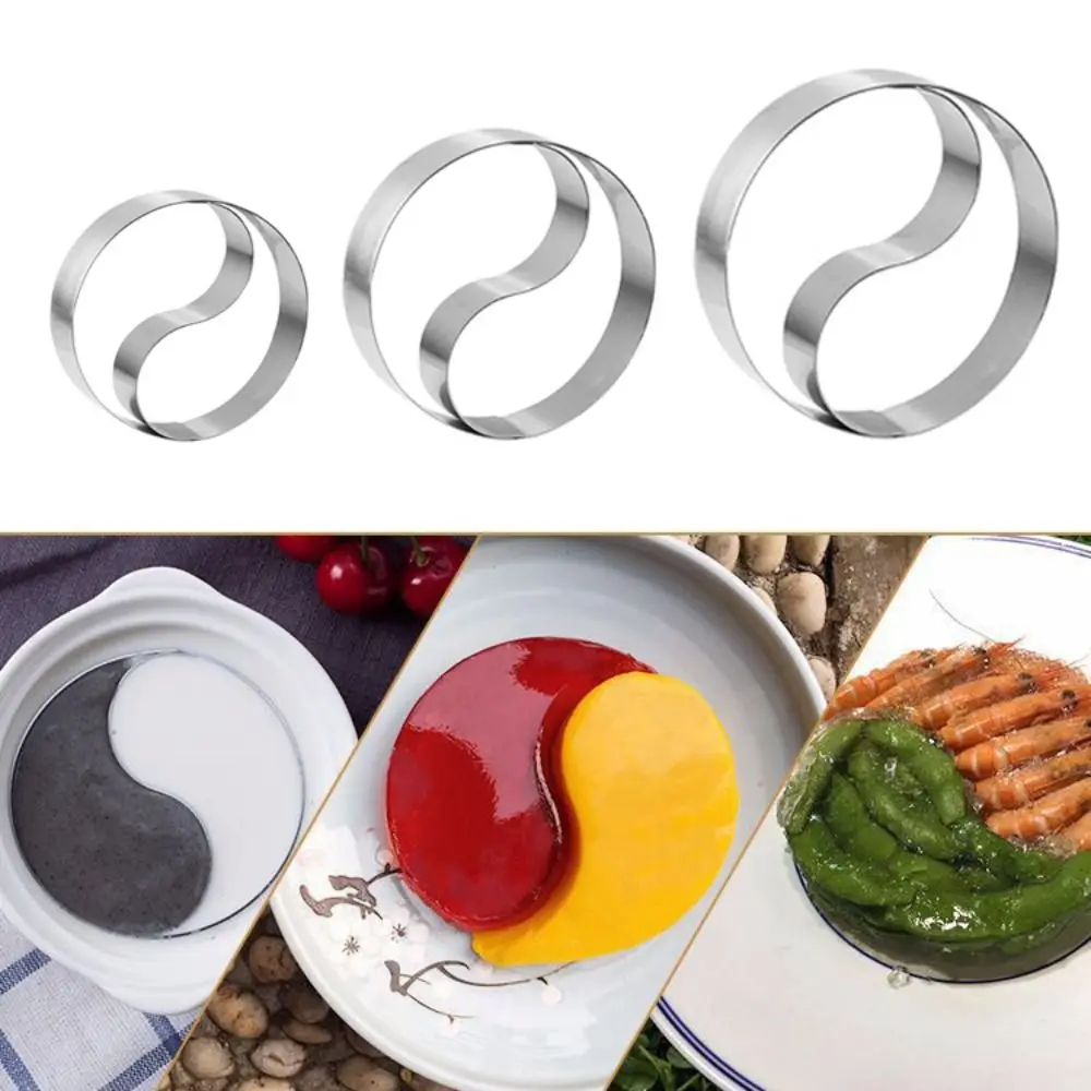 Multifunction Stainless Steel Taiji Circle Mold Round 6/13/18cm Cold Dishes Molds Non-rust Bakery Cookie Molds for Hotel Kitchen