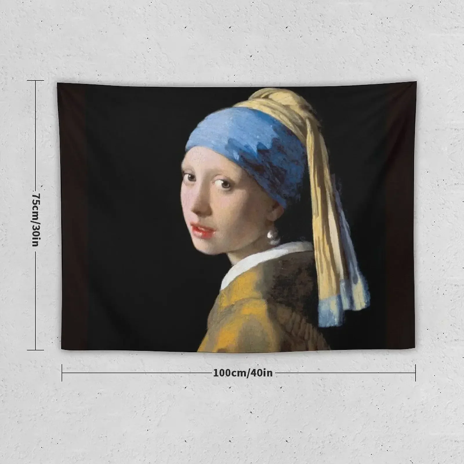 VERMEER : Vintage 1700 Girl With A Pearl Earring Painting Print Tapestry Japanese Room Decor Room Design Tapestry