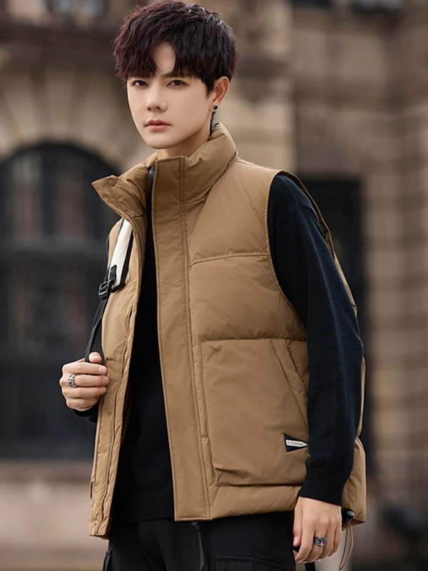 

Men's Outdoor High-End Du down Thermal Vest Thiened Autumn Winter Outerwear Workwear Sle Faionable Polyester Fiber