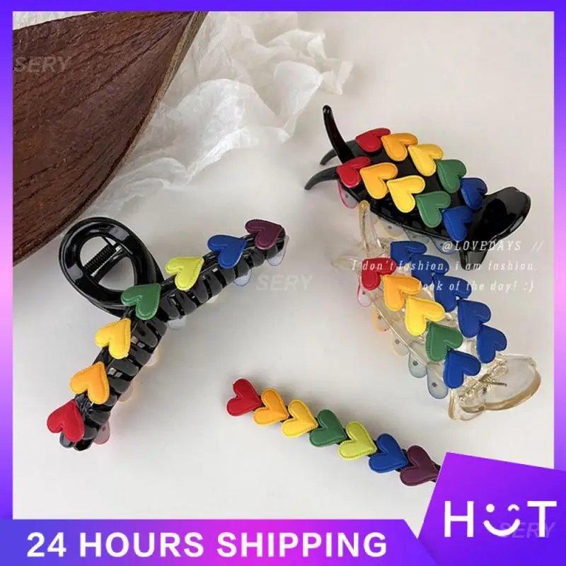 Grip Durable Eye-catching Cute Girl Hair Accessories Shark Clip Rainbow Hairpin Fashion Hair Accessories Clearly Popular