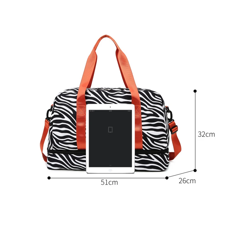 Sports Fitness Dry and Wet Separation Bag Leopard Zebra Cow Print Waterproof Handbag Women Gym Yoga Large Capacity Shoulder Bag