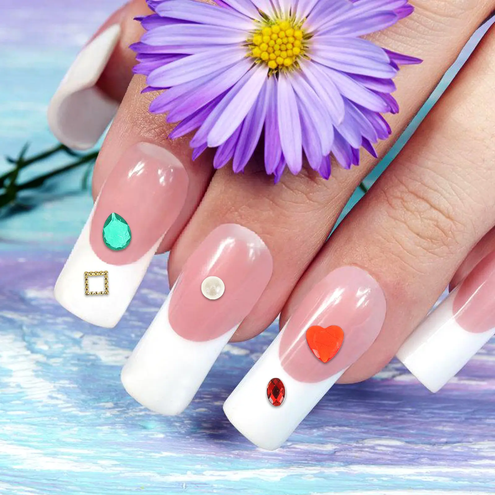 

6 Box 12 Grids Nail Art Rhinestones Delicate Pearl Glass Stones for DIY Manicure Decorations Shiny Rhinestone Patch for Natural