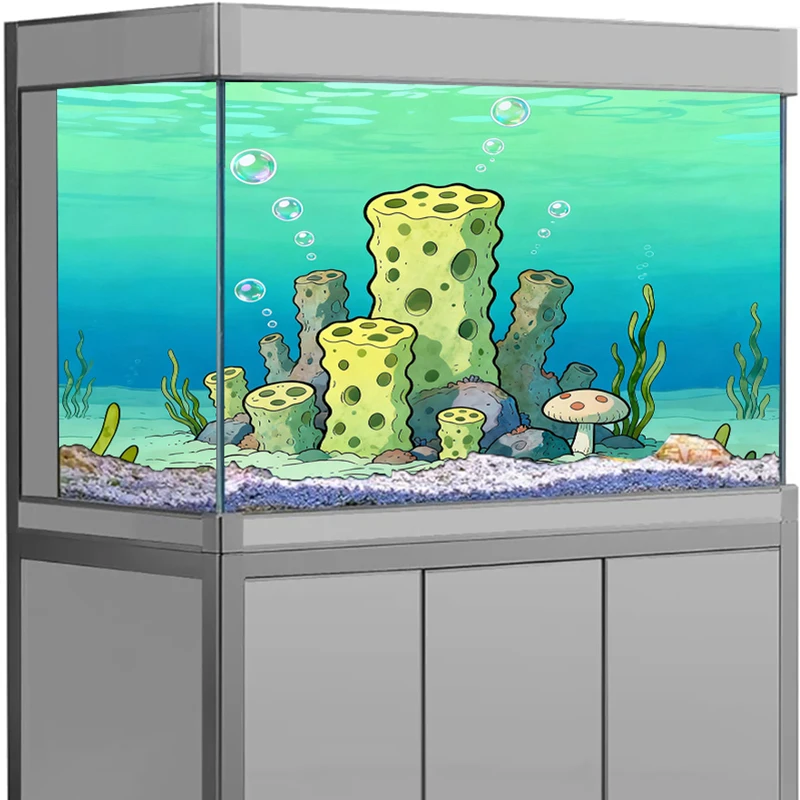 Aquarium Background Sticker Coral On the Seafloor Sea View Poster Fish Tank Decoration Self Adhesive Wallpaper 3D Background