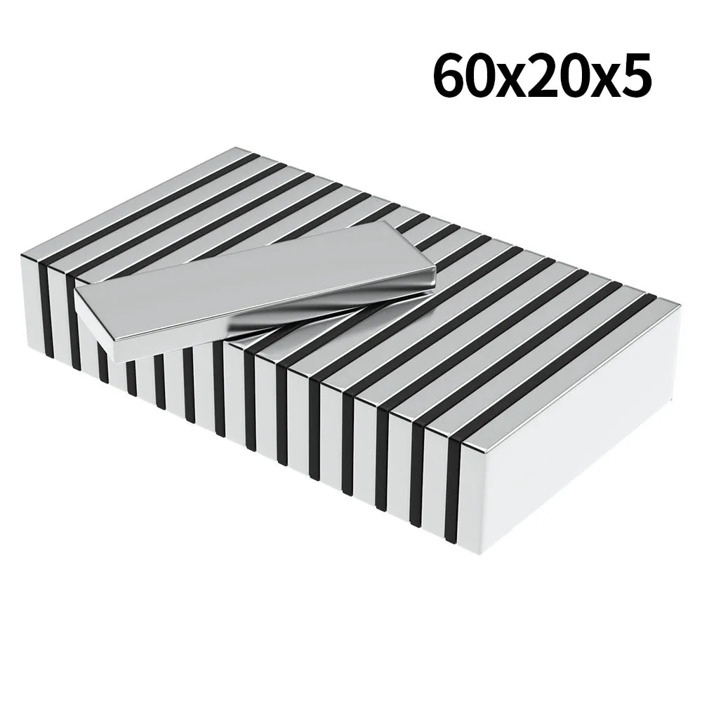 

60x20x5mm N35 Super Strong Neodymium Magnet Blcok NdfeB Powerful Permanent Magnetic imanes Refrigerator Magnets 60*20*5mm