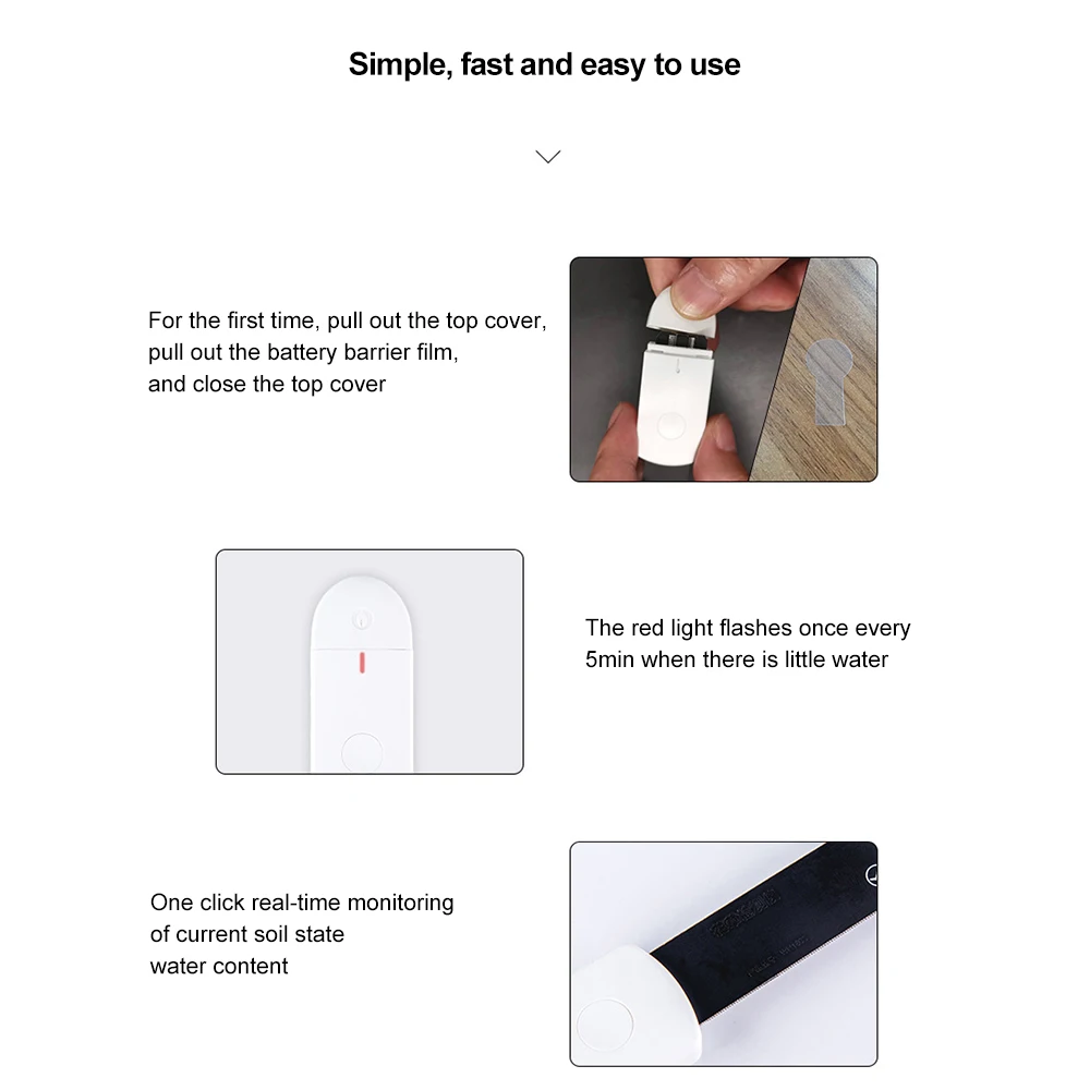 Strumento di prova dell'umidità del fiore della pianta del suolo monitor del sensore di umidità indicatore luminoso impermeabile igrometro compatto con batteria