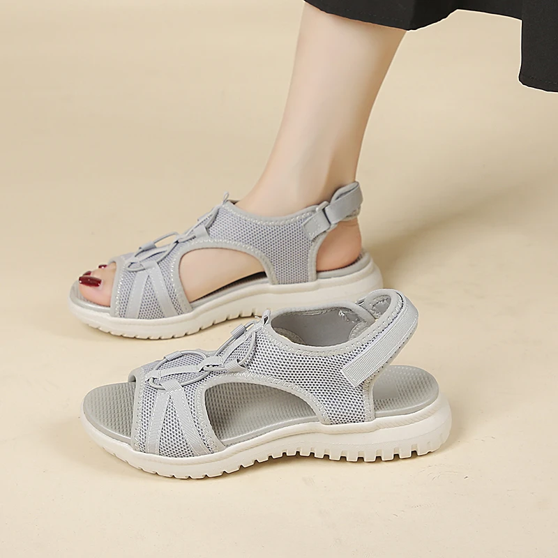 2024 Nieuwe Zomer Slijtvaste Dames Sandalen Platform Casual Comfortabele Effen Kleur Schoenen Vrouwelijke Strand Sandalen Grote Maat