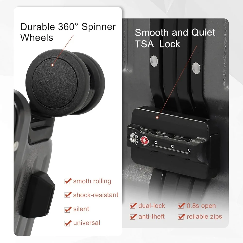 Luggage 22x14x9 Airline Approved Aluminum Frame, 20 Inch Hard Shell Carry On Luggage, Suitcase Carry-on Zipperless Lugg